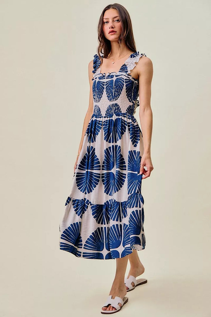 Delaney | Tiered Abstract Print Midi Dress