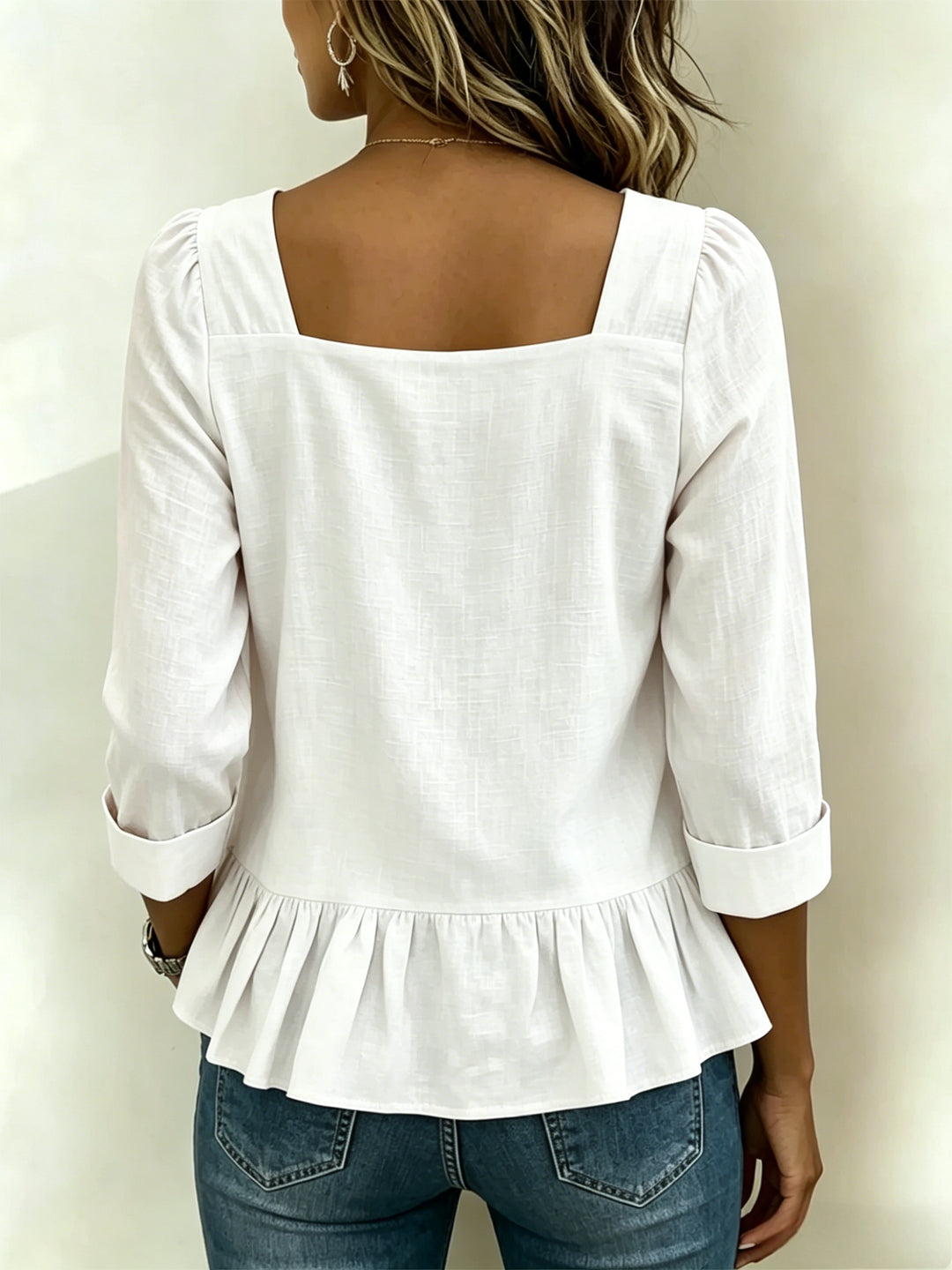 Leah | Puff Sleeve Linen Blouse