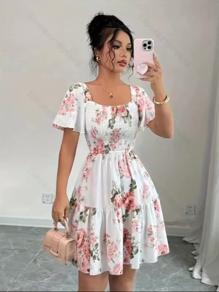 Lorraine | Floral Waist Tie Summer Dress