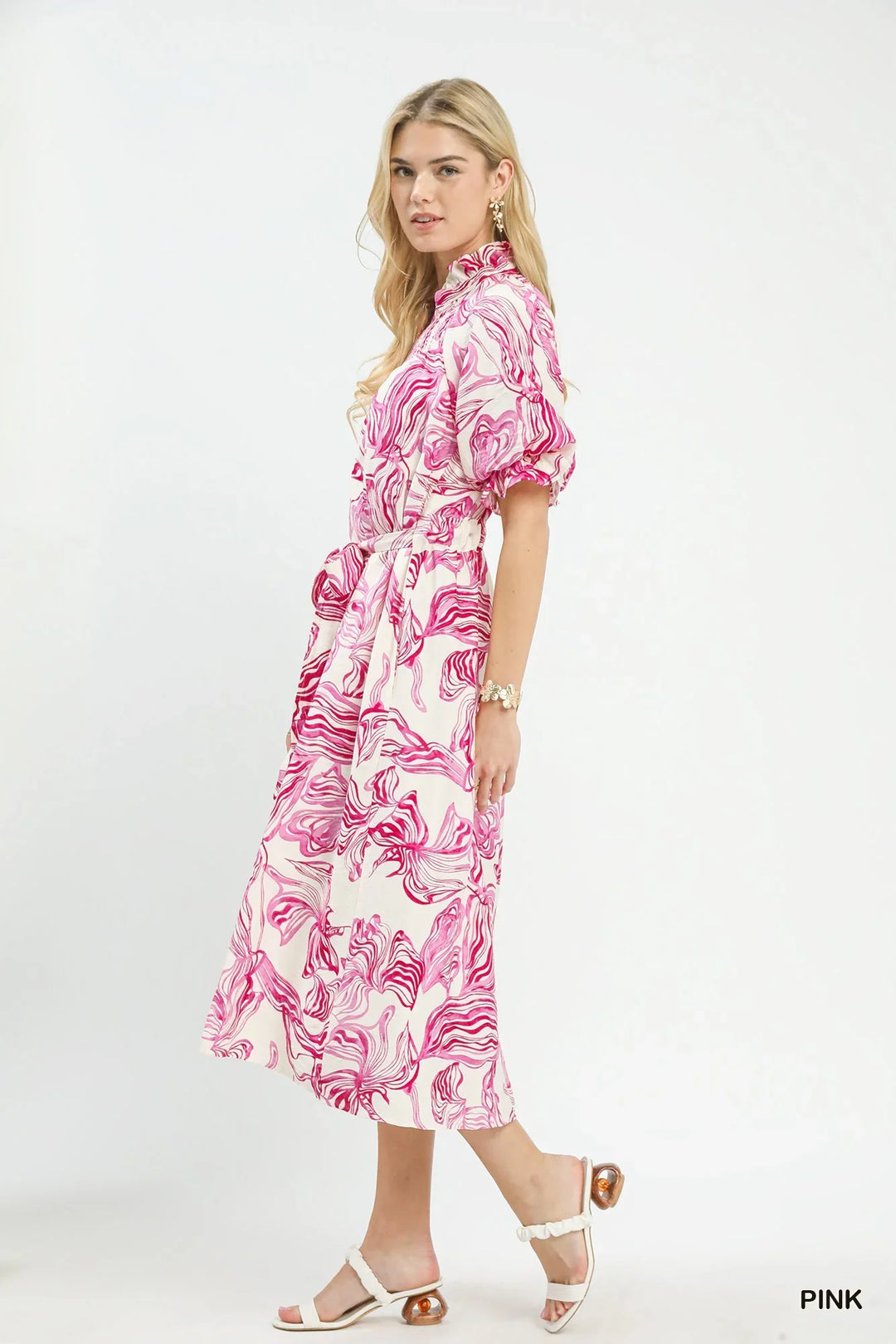 Willa | Abstract Print Smocked Midi Dress