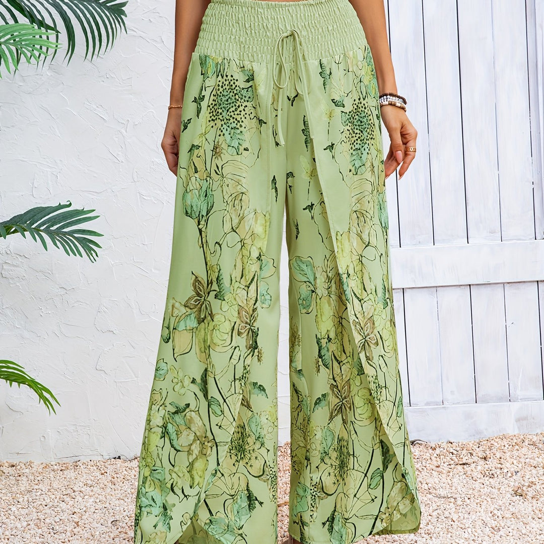 Tara | Floral Smocked Waist Beach Pants