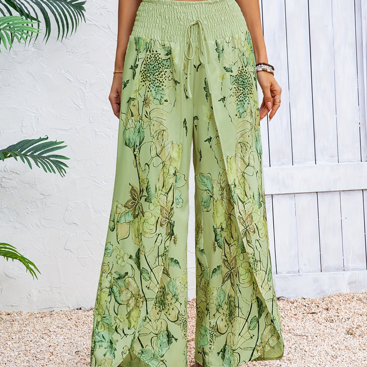 Tara | Floral Smocked Waist Beach Pants