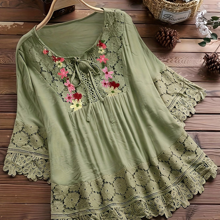 Jenna | Lace Patchwork Long Sleeve Shirt