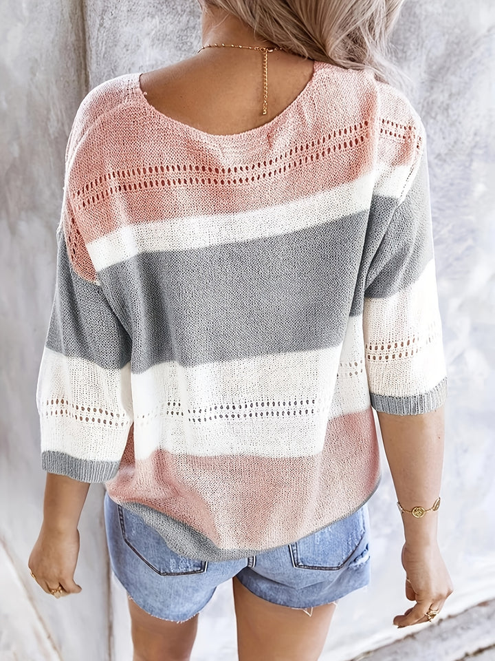 Nicole | Striped Off-Shoulder V-Neck Top