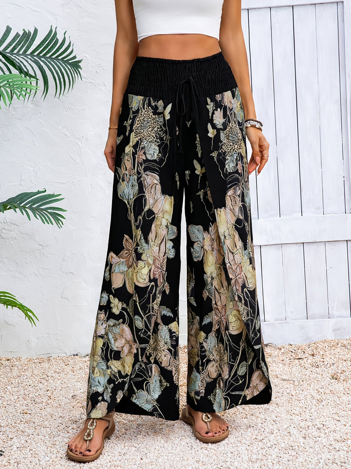 Tara | Floral Smocked Waist Beach Pants