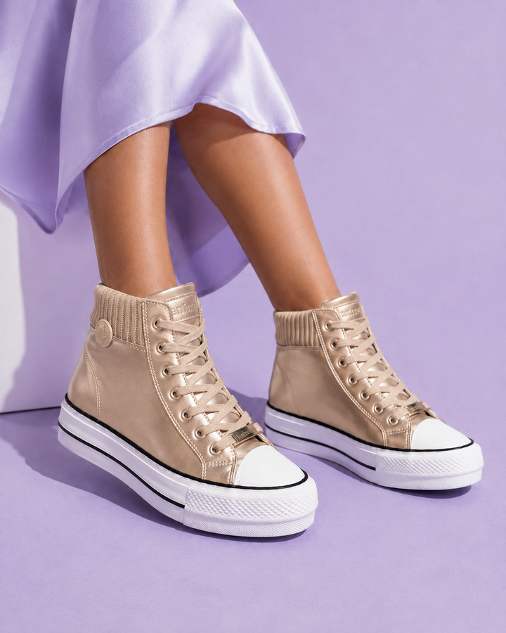 Kinsley | Metallic High Top Platform Sneakers