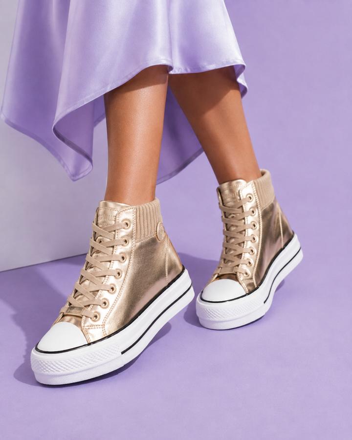 Kinsley | Metallic High Top Platform Sneakers