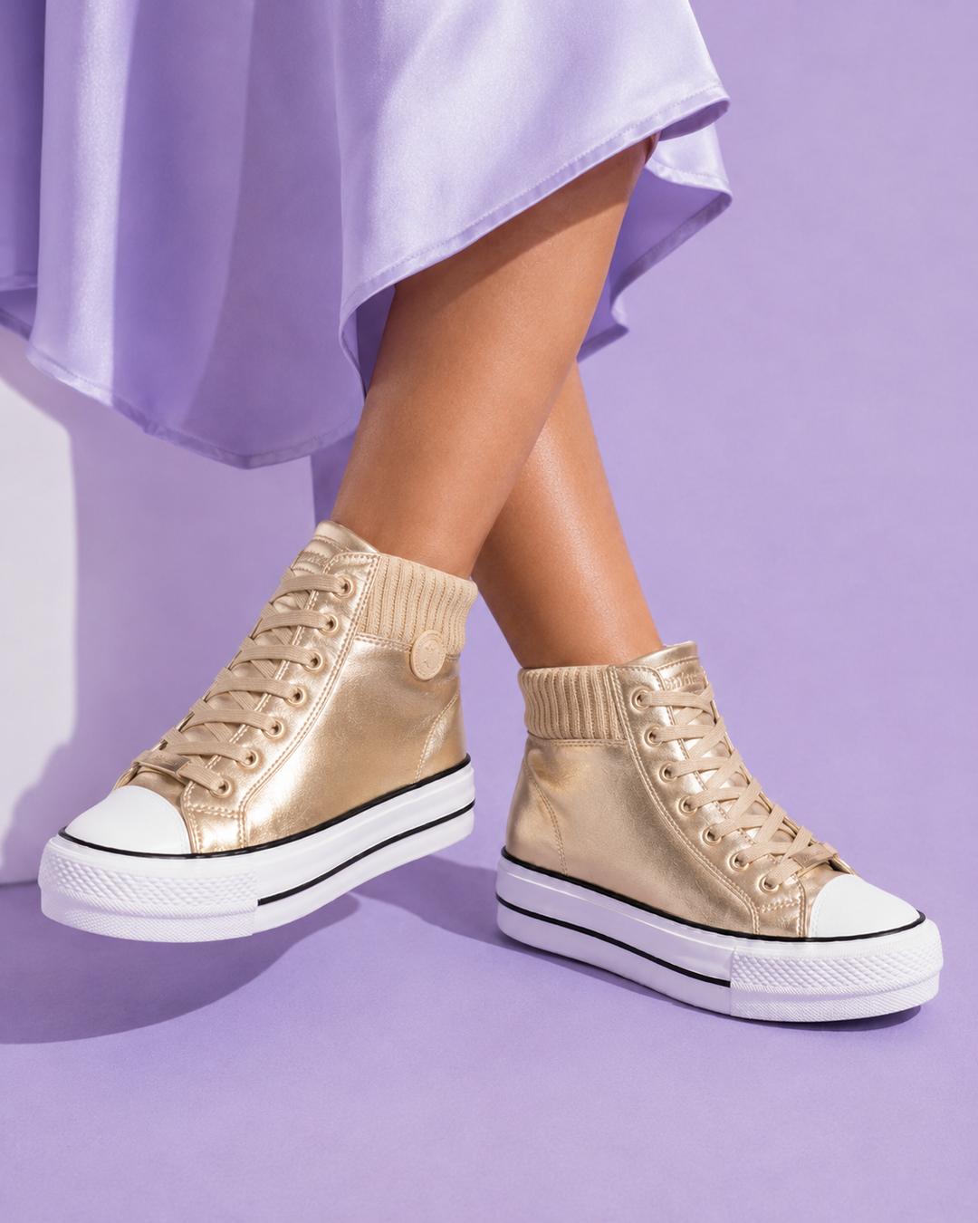 Kinsley | Metallic High Top Platform Sneakers