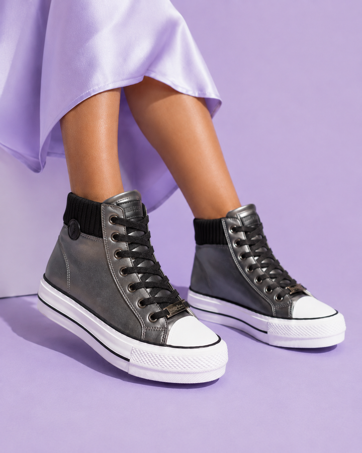Kinsley | Metallic High Top Platform Sneakers