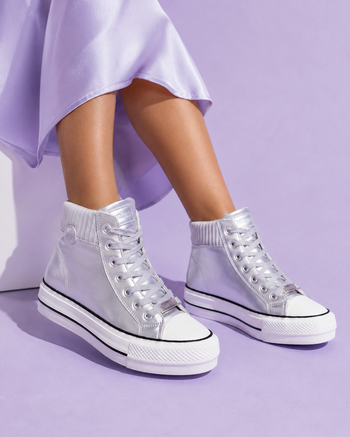 Kinsley | Metallic High Top Platform Sneakers