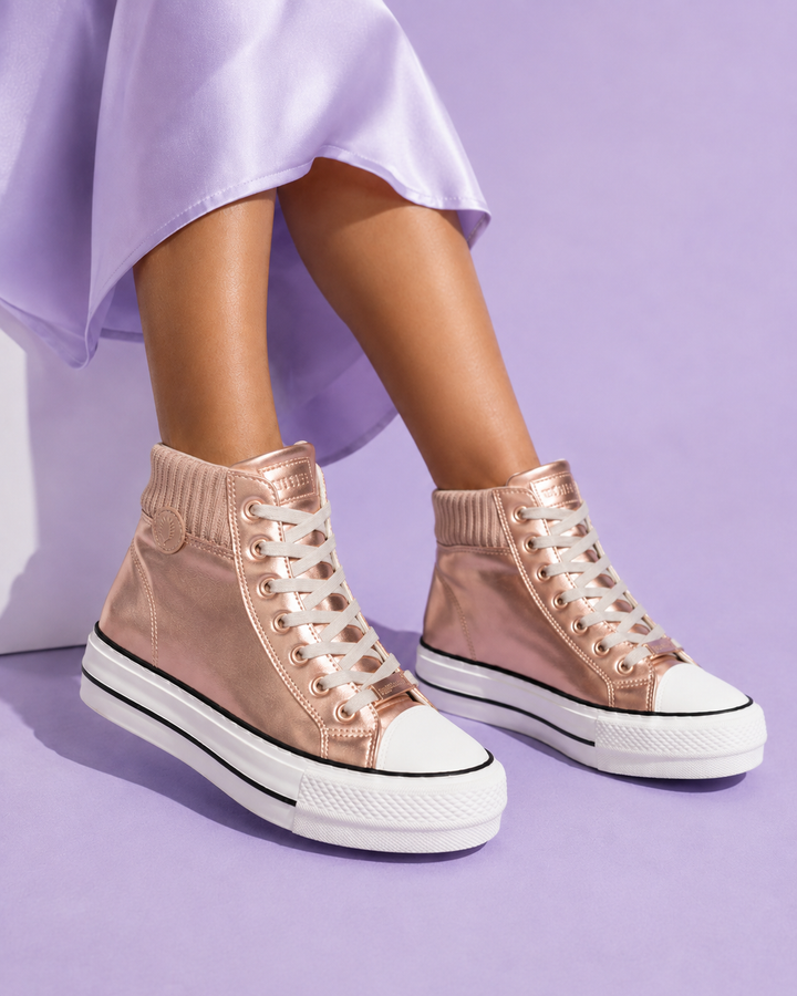 Kinsley | Metallic High Top Platform Sneakers