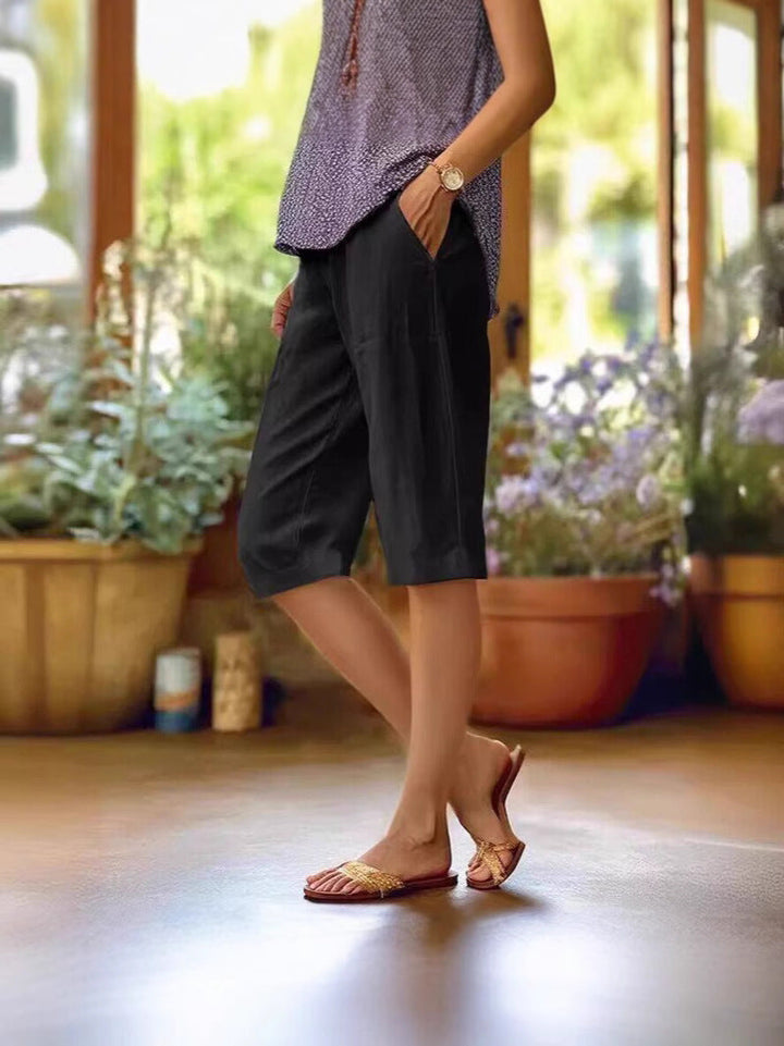 Hazel | Straight Leg Capris with Side Pockets