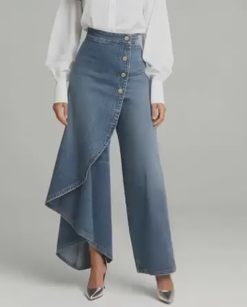Pavellea | Wrap Panel Wide Leg Jeans