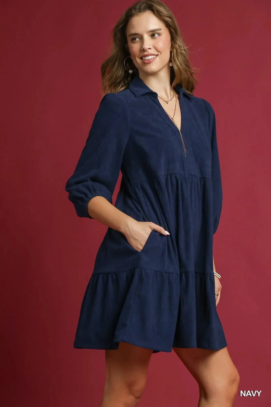 Lainey | Tiered Corduroy Mini Dress