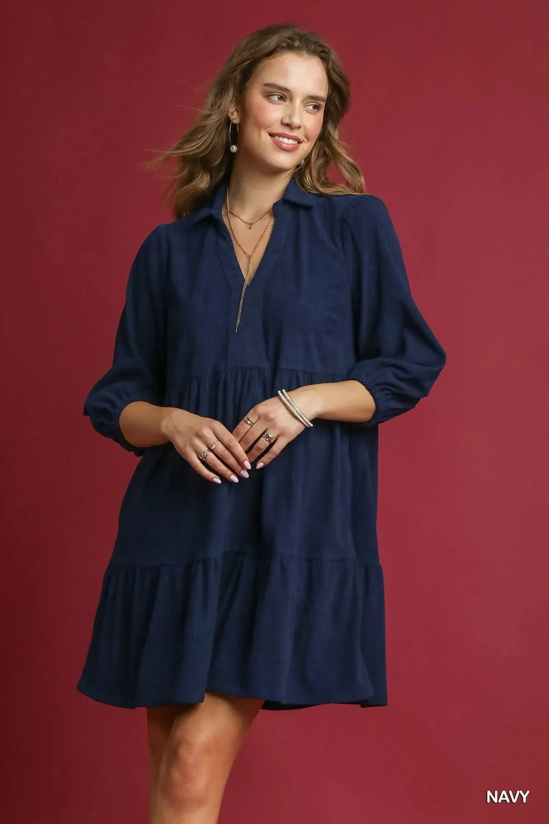 Lainey | Tiered Corduroy Mini Dress